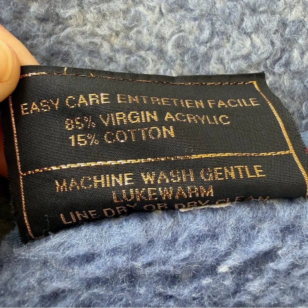 VTG Biederlack Whimsical Unicorn Blanket Reversible Blue Cream Acrylic 58x74 GUC